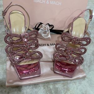 Mach & Mach Crystal Triple Bow Slingback 37.5